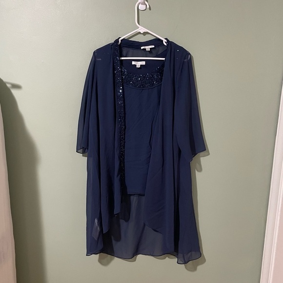 OLEG Cassini Tank and Kimono Set Navy size 16w - Picture 4 of 14
